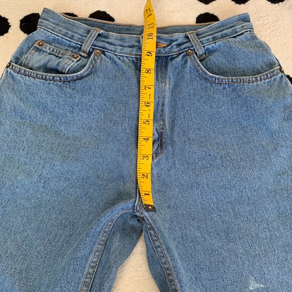 Vintage 90s LA Blues Mom Jeans 16 High Rise Faded Distressed Denim Tapered Leg - Picture 10 of 13